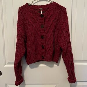 Red Free People Cardigan